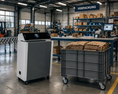 Kartonschredder mit Transportbehälter fahrbar